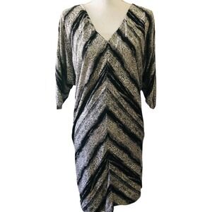 DVF Diane Von Furstenberg Vintage Clara Monochrome Batwing Silk Dress Size 10